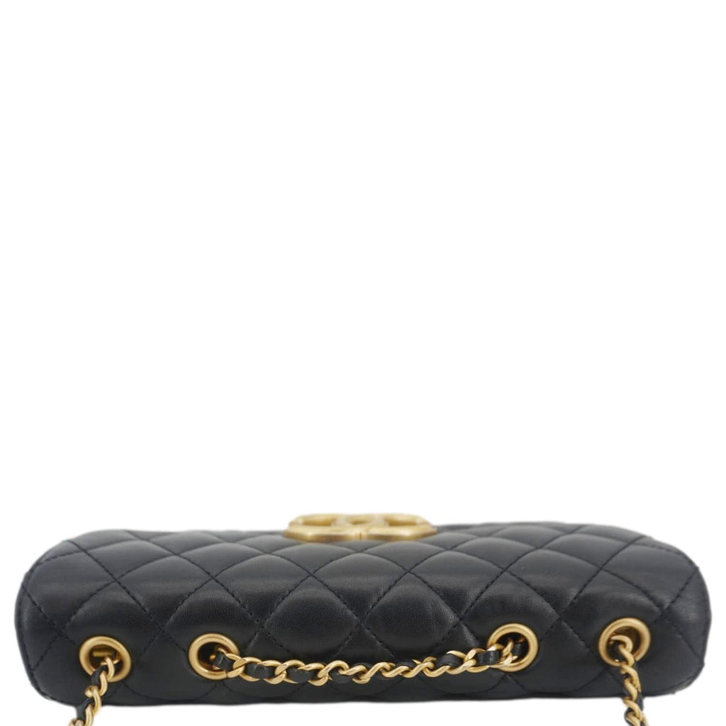 Chanel CC Chic Double Flap Quilted Leather Shoulder Bag Black