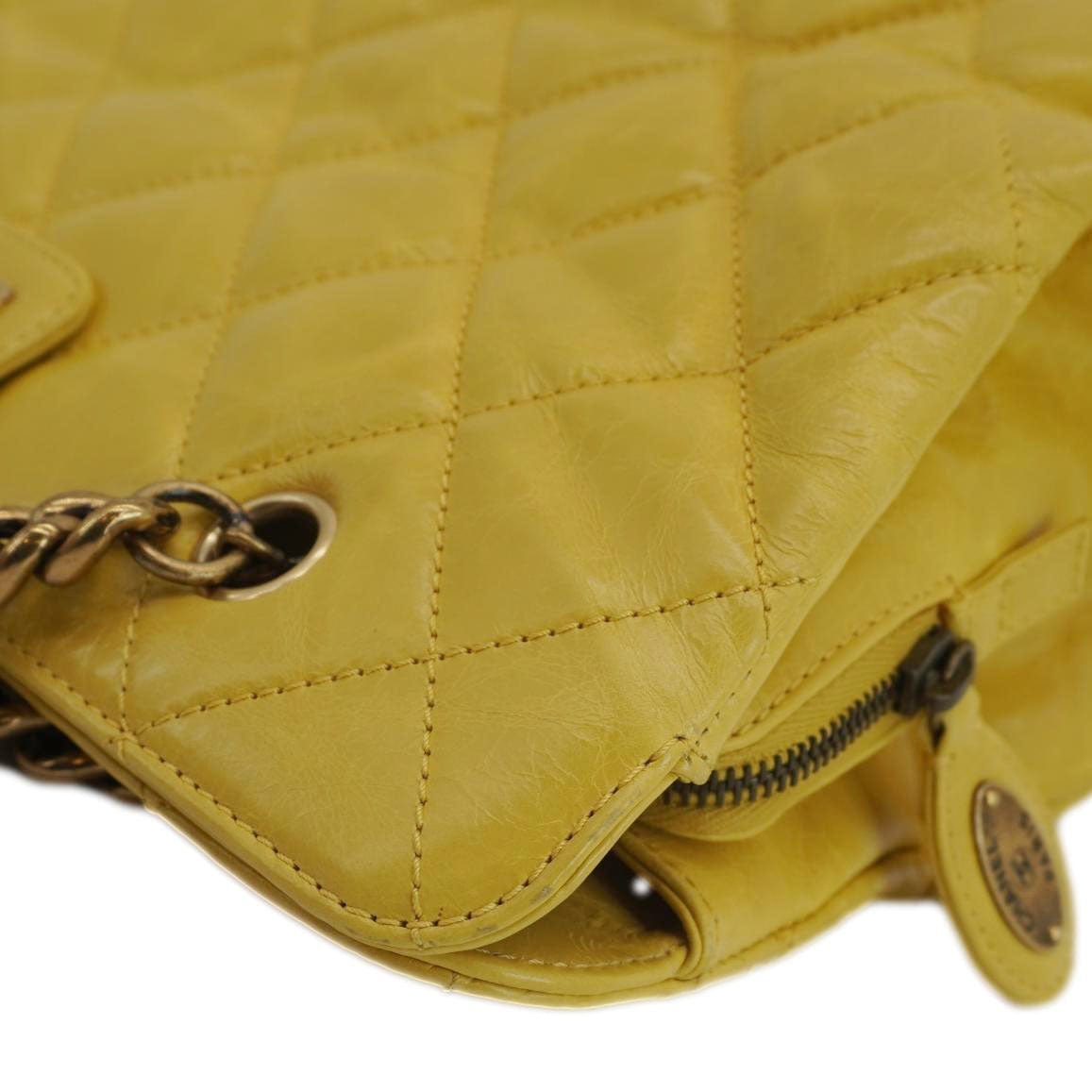 Chanel Reissue Glazed Quilted Leather Tote Shoulder Bag Yellow