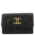 Chanel Trifold CC Small Iridescent Caviar Wallet Black