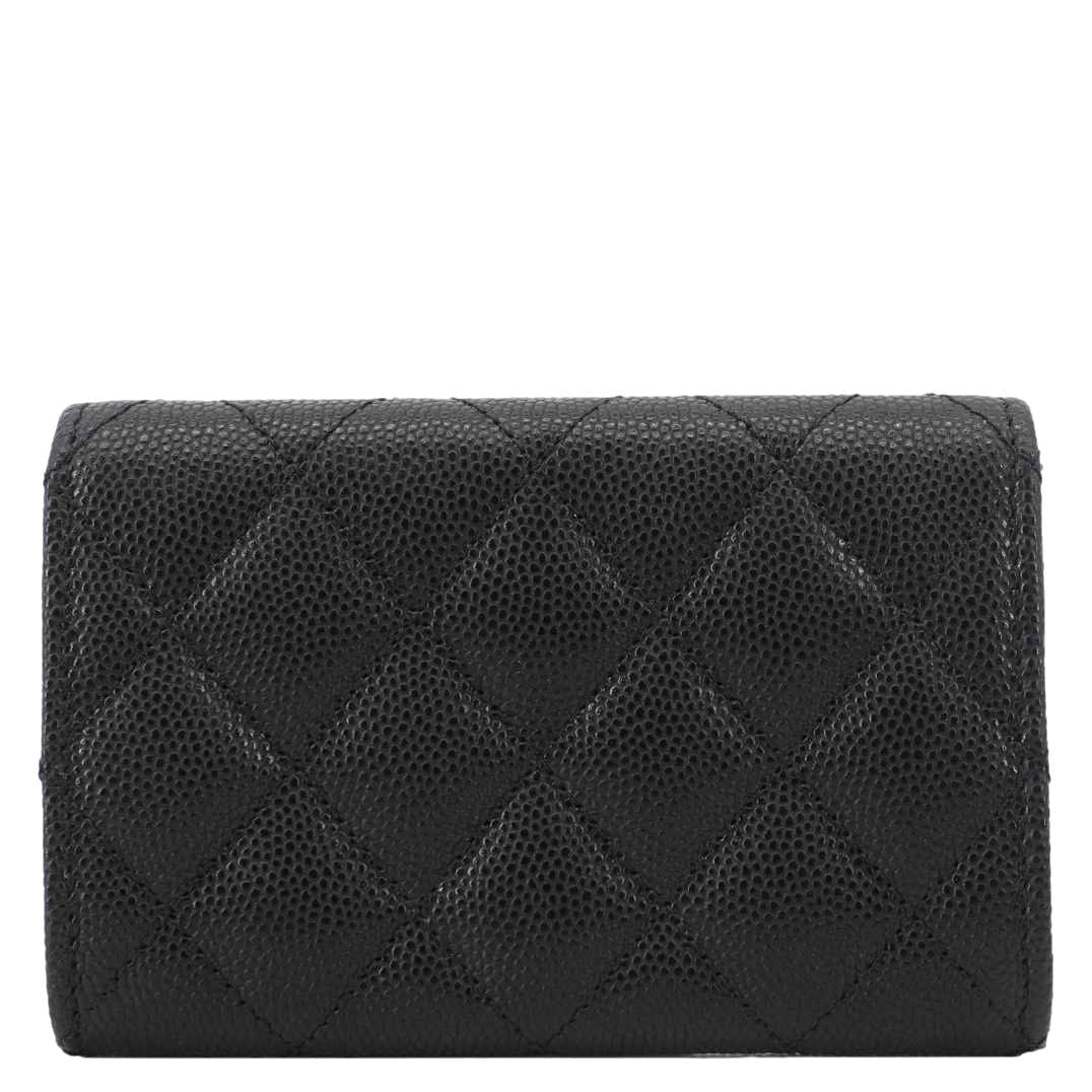 Chanel Trifold CC Small Iridescent Caviar Wallet Black