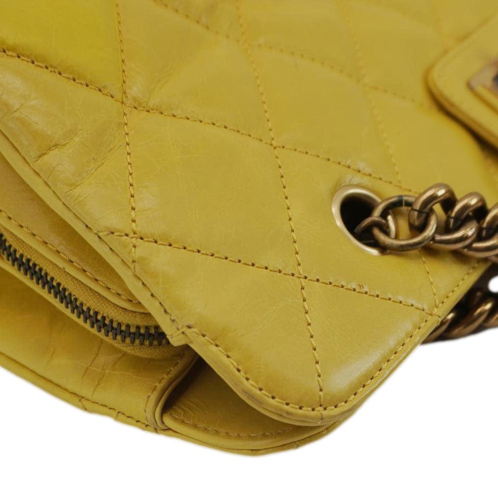 Chanel Reissue Glazed Quilted Leather Tote Shoulder Bag Yellow