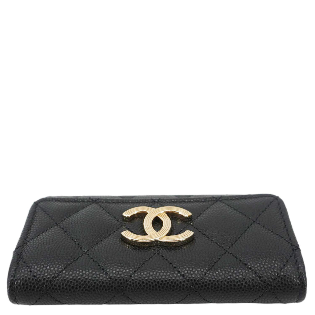 Chanel Trifold CC Small Iridescent Caviar Wallet Black