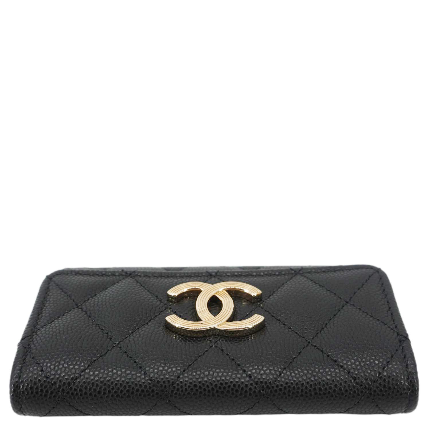 Chanel Trifold CC Small Iridescent Caviar Wallet Black