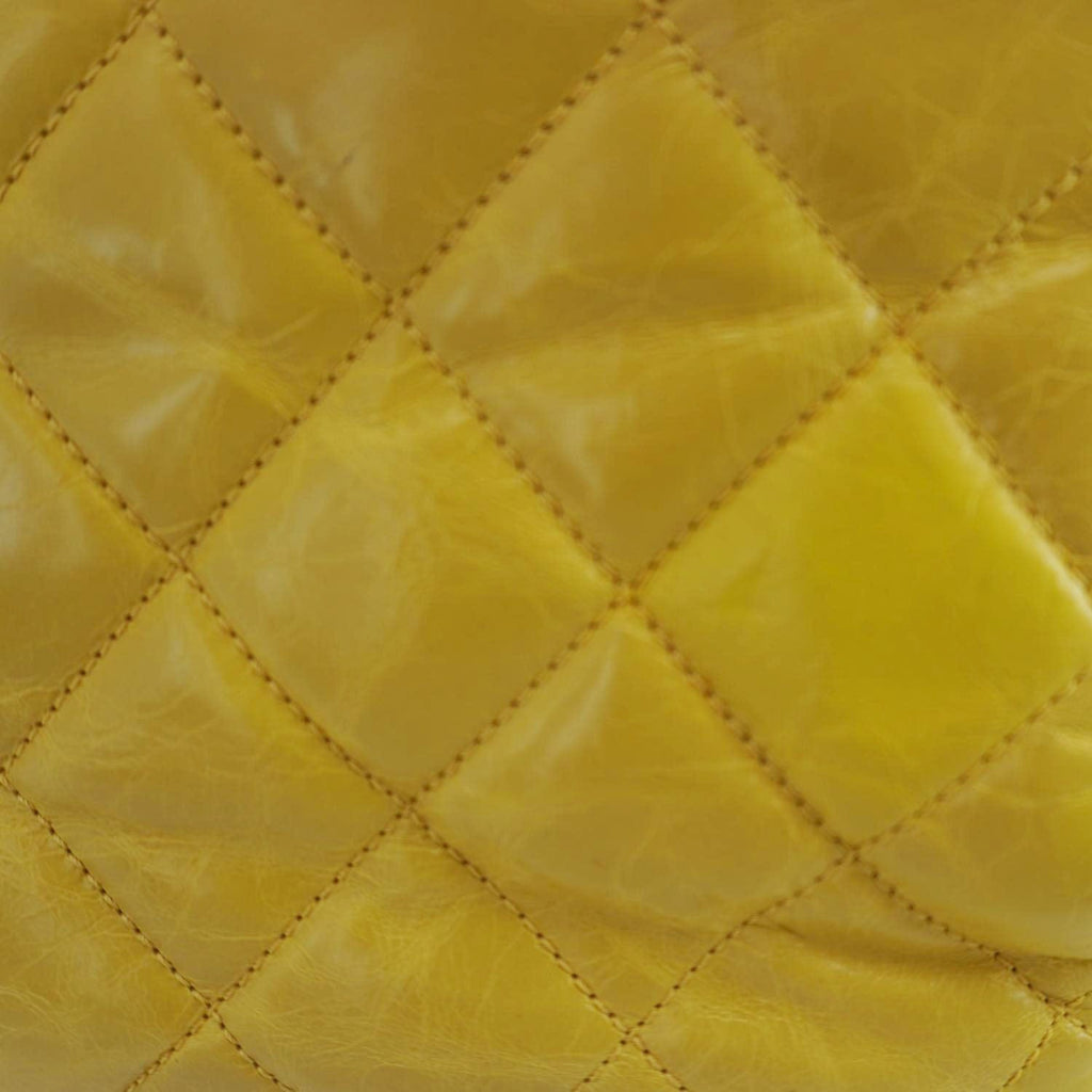 Chanel Reissue Glazed Quilted Leather Tote Shoulder Bag Yellow