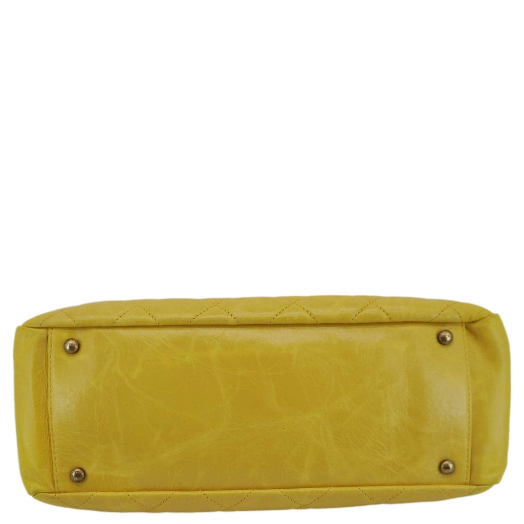 Chanel Reissue Glazed Quilted Leather Tote Shoulder Bag Yellow