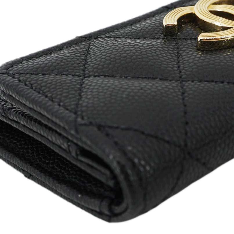 Chanel Trifold CC Small Iridescent Caviar Wallet Black