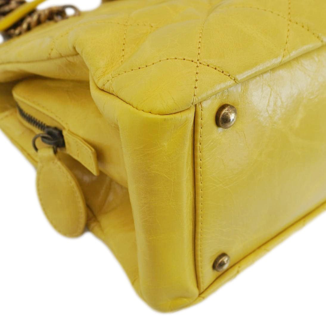 Chanel Reissue Glazed Quilted Leather Tote Shoulder Bag Yellow