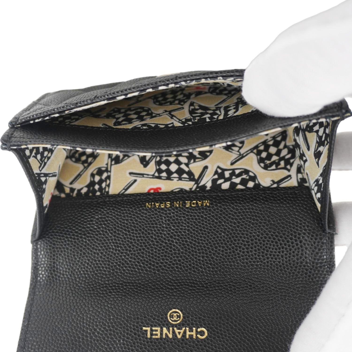 Chanel Trifold CC Small Iridescent Caviar Wallet Black
