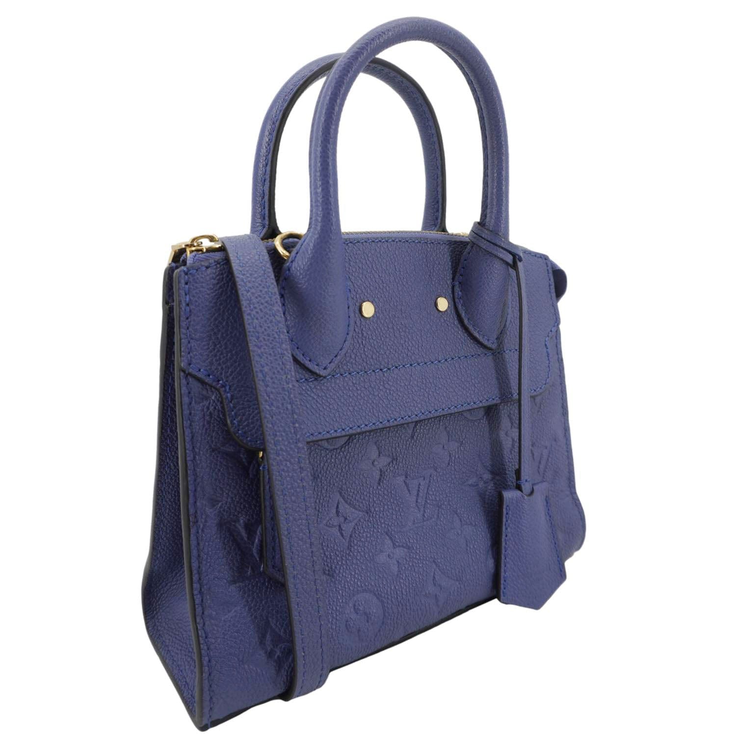 LOUIS VUITTON Pont Neuf Monogram Empreinte Leather Shoulder Bag Blue