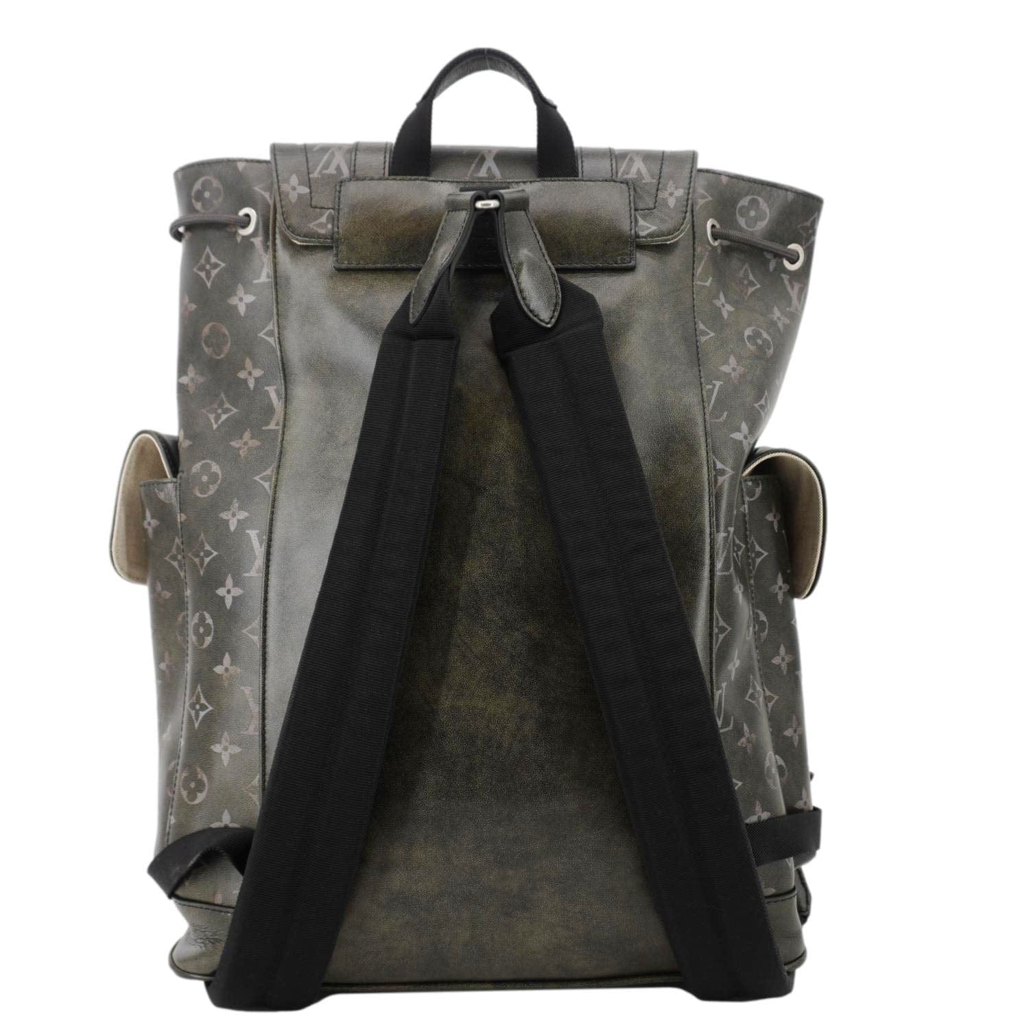 LOUIS VUITTON Christopher MM Brushed Monogram Cowhide Leather Backpack Black