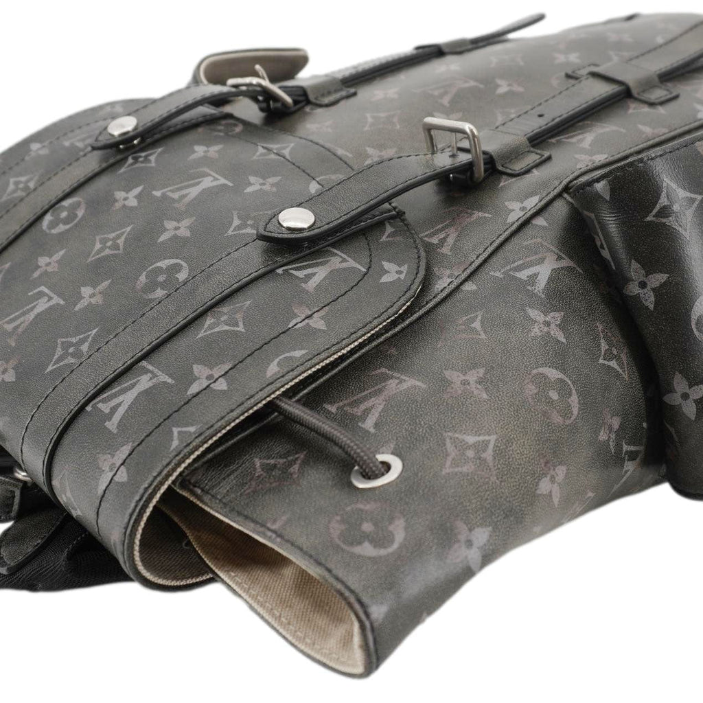 LOUIS VUITTON Christopher MM Brushed Monogram Cowhide Leather Backpack Black