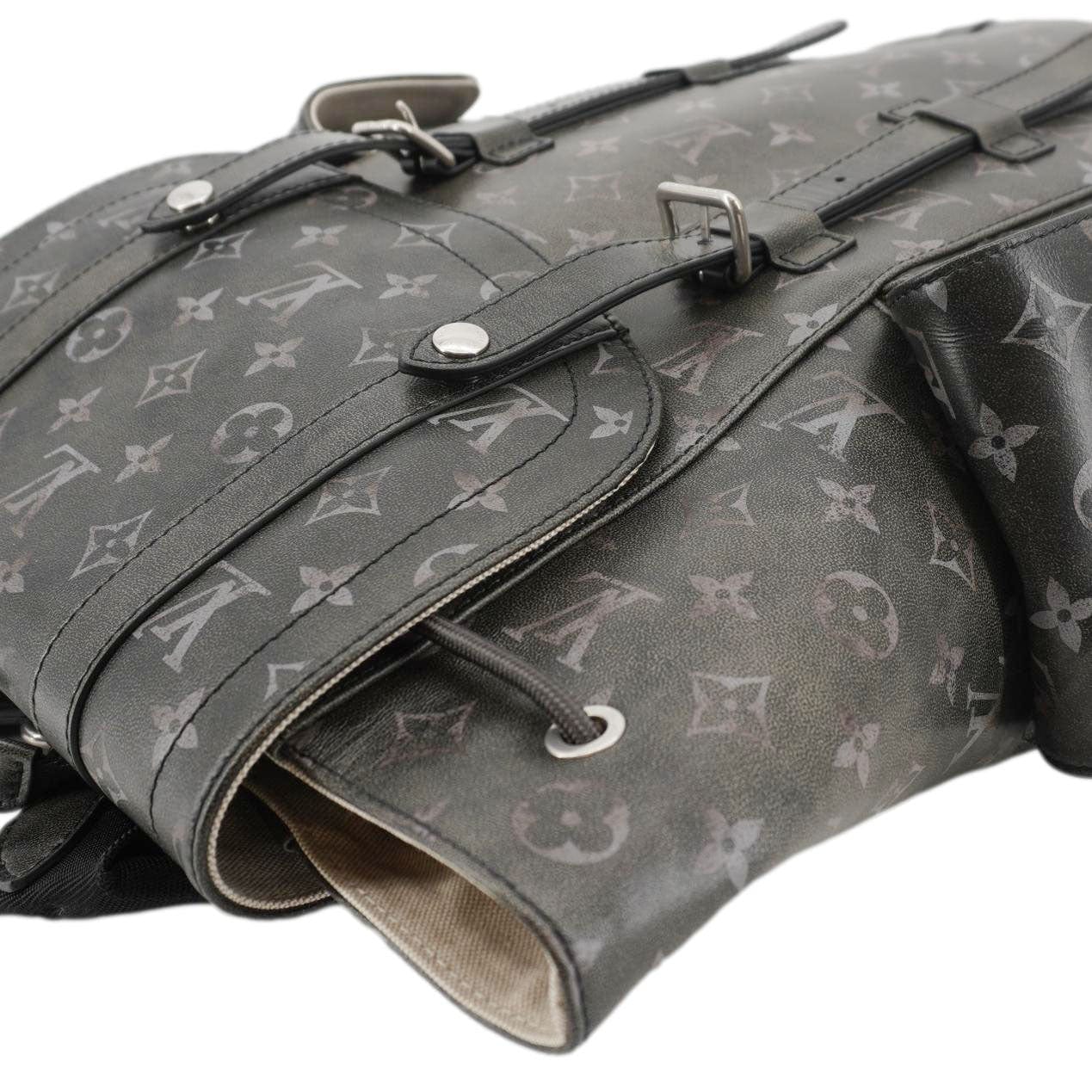 LOUIS VUITTON Christopher MM Brushed Monogram Cowhide Leather Backpack Black