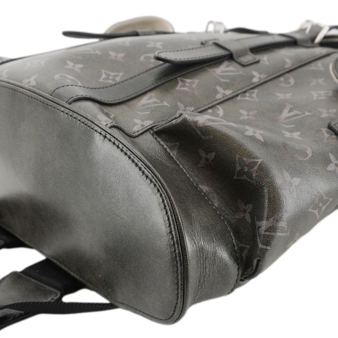 LOUIS VUITTON Christopher MM Brushed Monogram Cowhide Leather Backpack Black