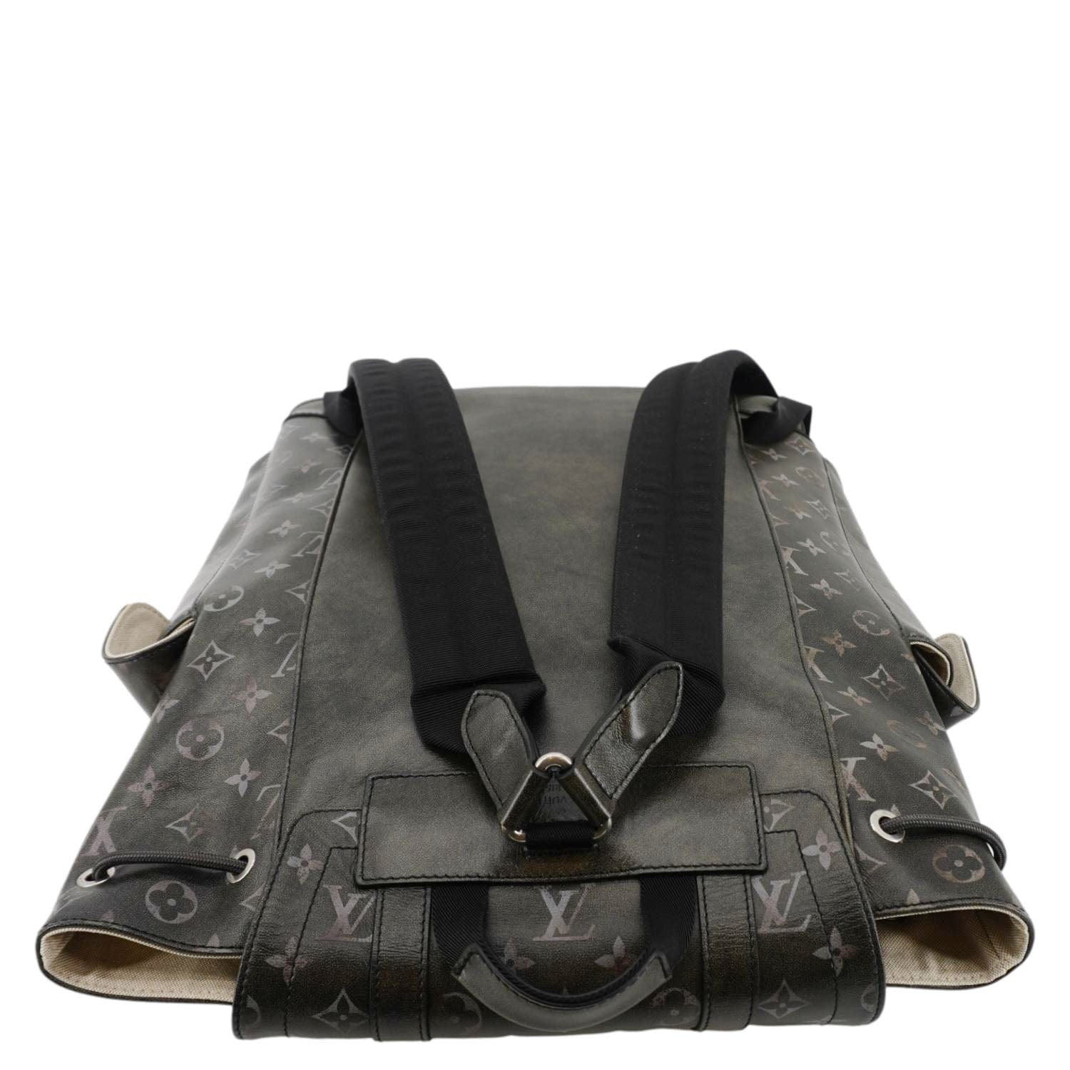 LOUIS VUITTON Christopher MM Brushed Monogram Cowhide Leather Backpack Black