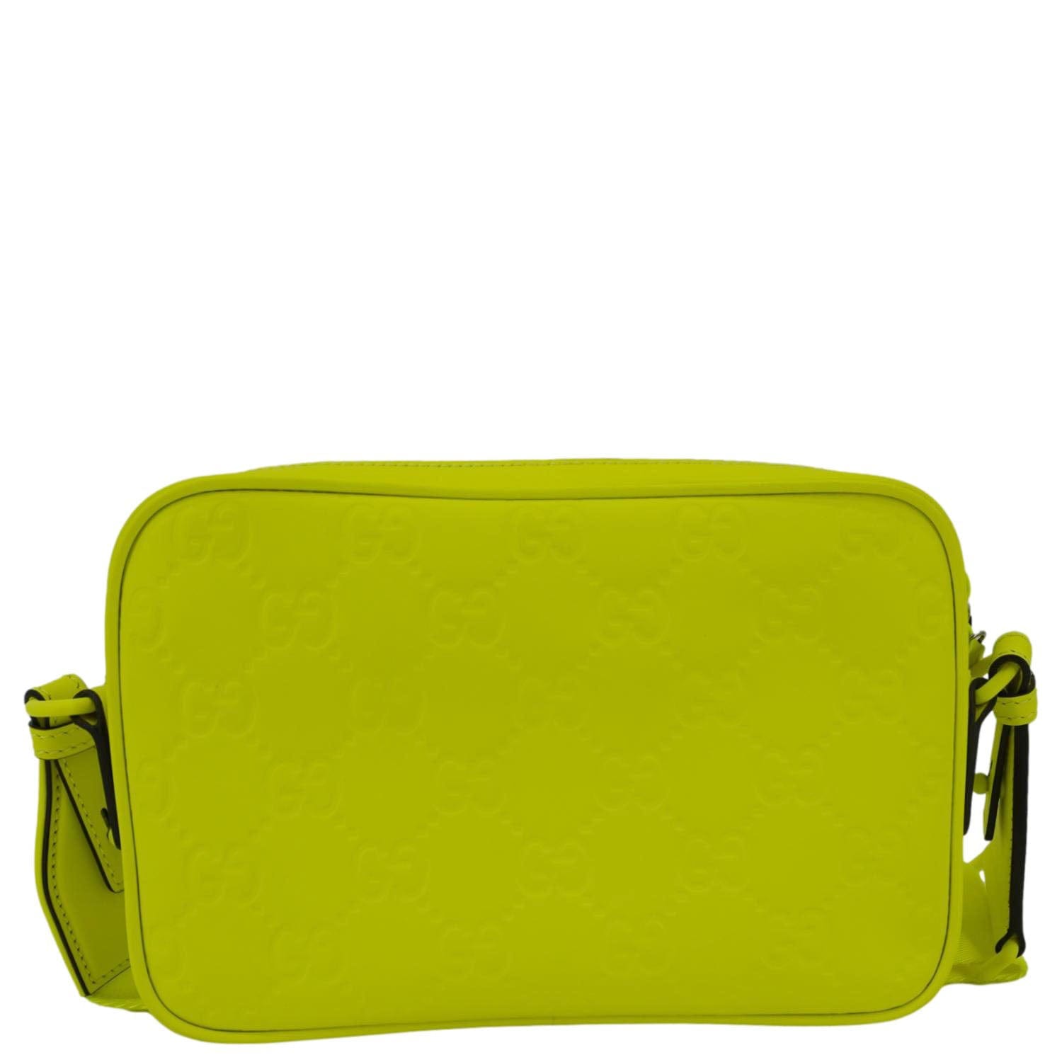 GUCCI Gucci Small Rubber Effect Leather Crossbody Bag Neon Yellow 771293