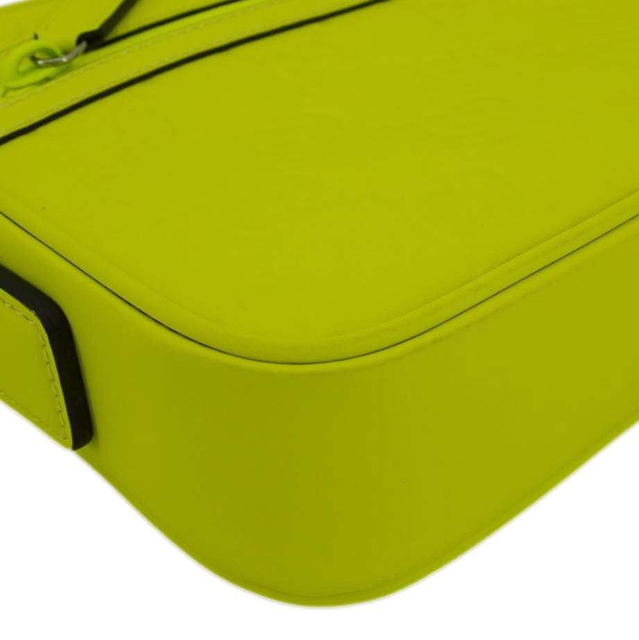 GUCCI Gucci Small Rubber Effect Leather Crossbody Bag Neon Yellow 771293