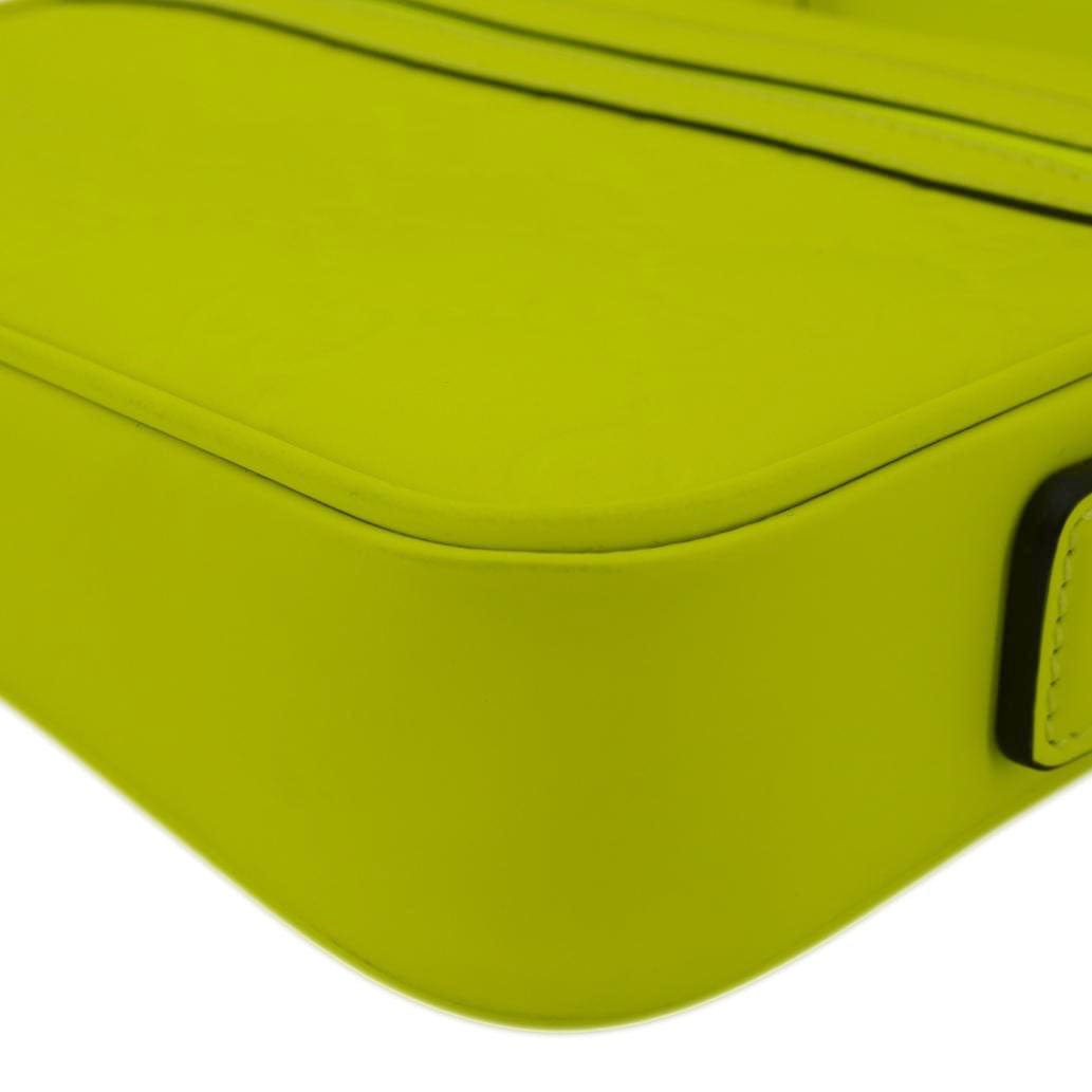 GUCCI Gucci Small Rubber Effect Leather Crossbody Bag Neon Yellow 771293
