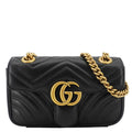 GUCCI Gucci Marmont Mini Leather Shoulder Bag Black 446744