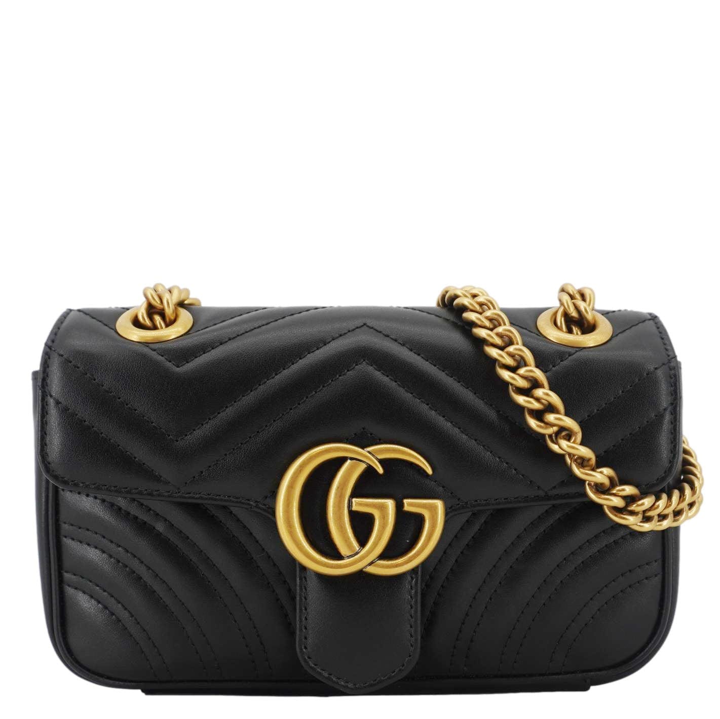 GUCCI Gucci Marmont Mini Leather Shoulder Bag Black 446744