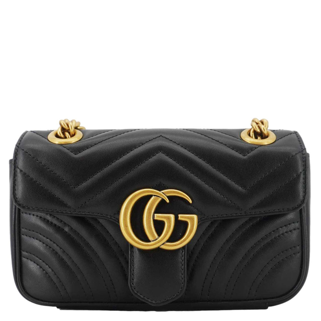 GUCCI Gucci Marmont Mini Leather Shoulder Bag Black 446744