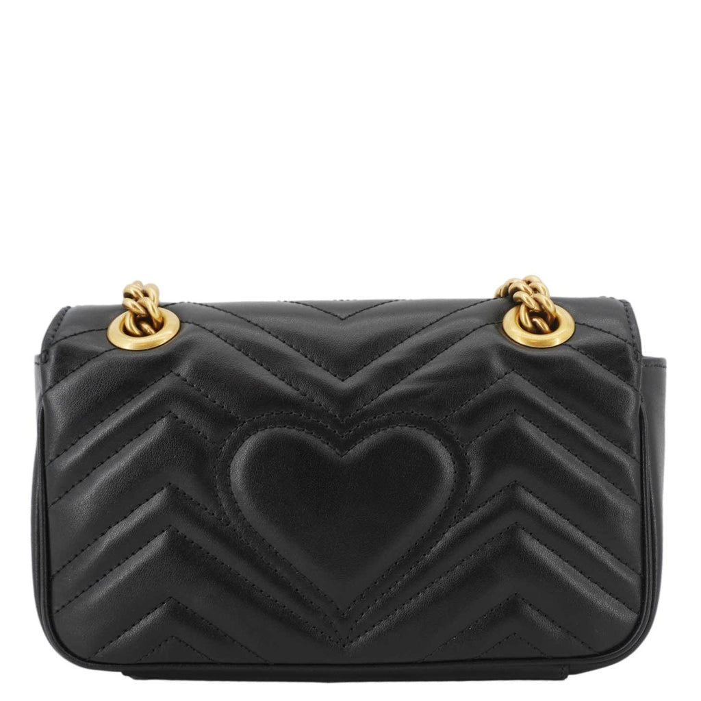 GUCCI Gucci Marmont Mini Leather Shoulder Bag Black 446744