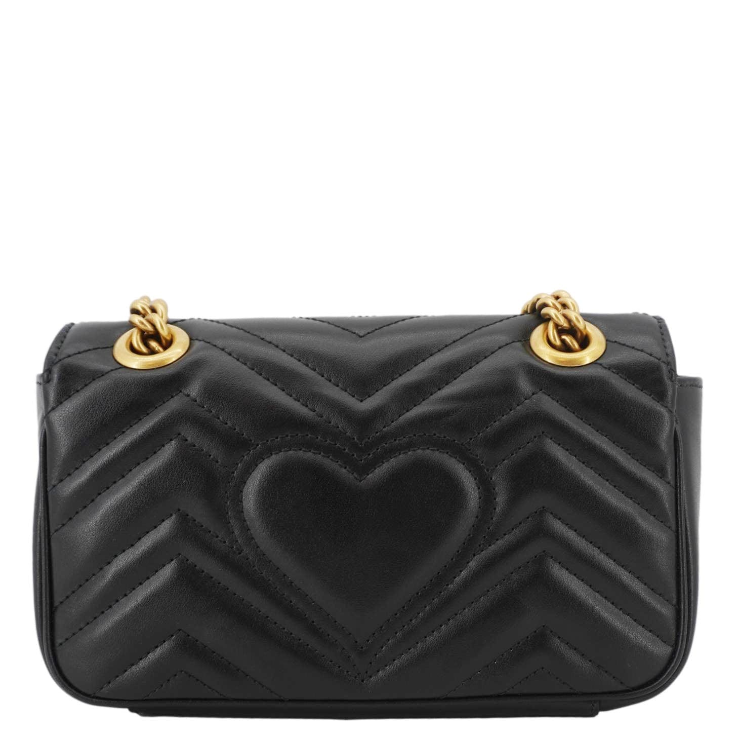 GUCCI Gucci Marmont Mini Leather Shoulder Bag Black 446744