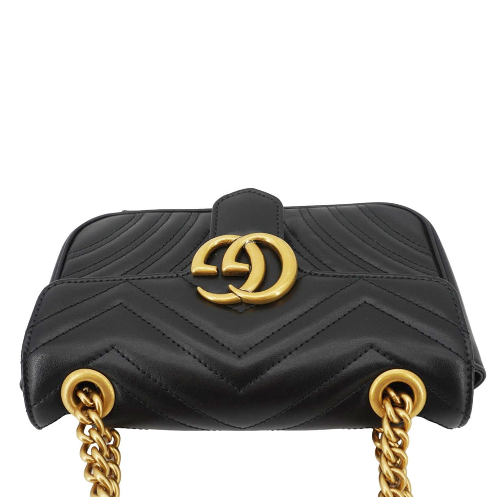 GUCCI Gucci Marmont Mini Leather Shoulder Bag Black 446744