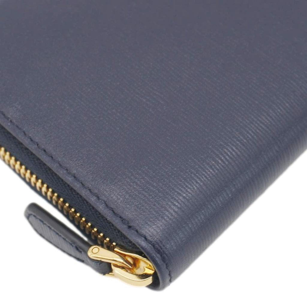 PRADA Zip Around Leather Wallet Blue