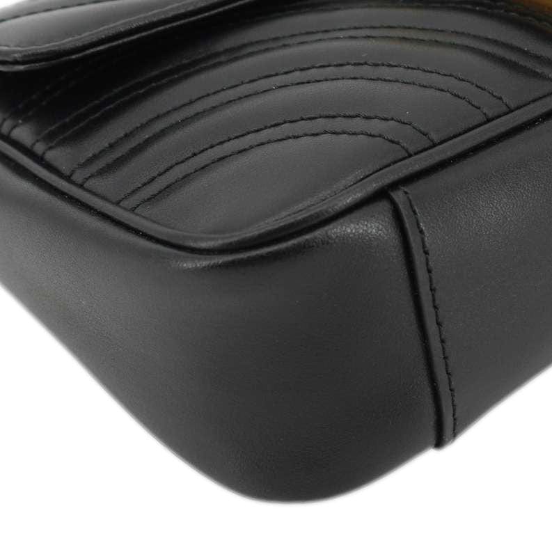 GUCCI Gucci Marmont Mini Leather Shoulder Bag Black 446744