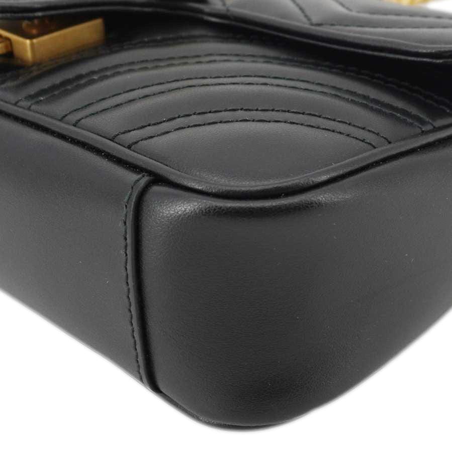 GUCCI Gucci Marmont Mini Leather Shoulder Bag Black 446744