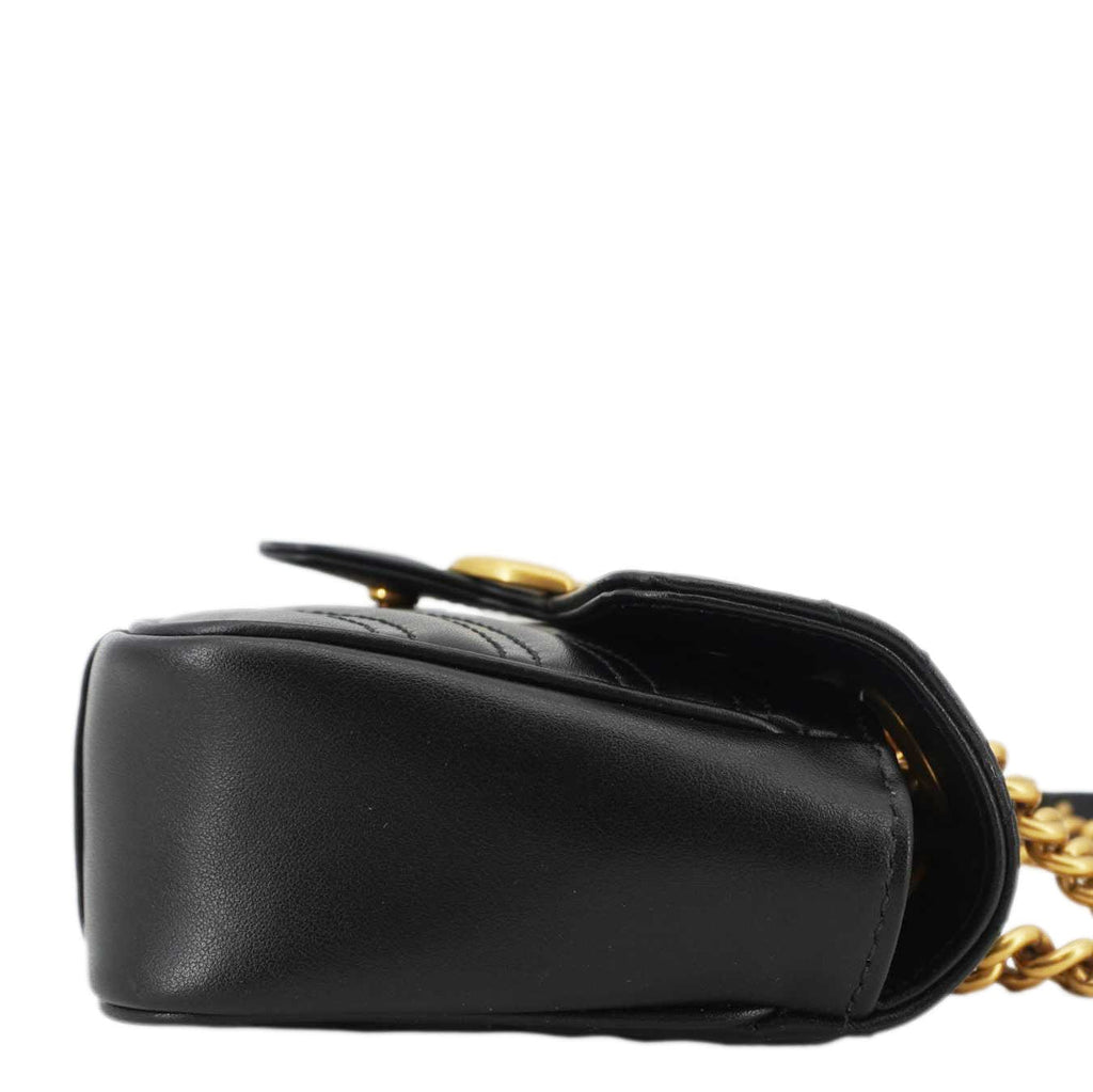GUCCI Gucci Marmont Mini Leather Shoulder Bag Black 446744