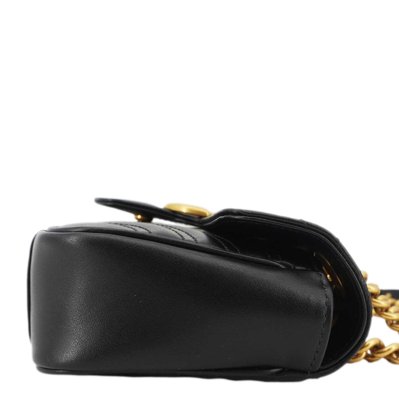 GUCCI Gucci Marmont Mini Leather Shoulder Bag Black 446744