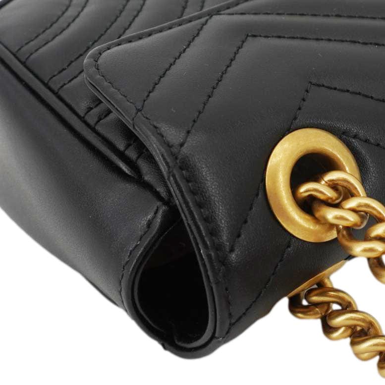 GUCCI Gucci Marmont Mini Leather Shoulder Bag Black 446744