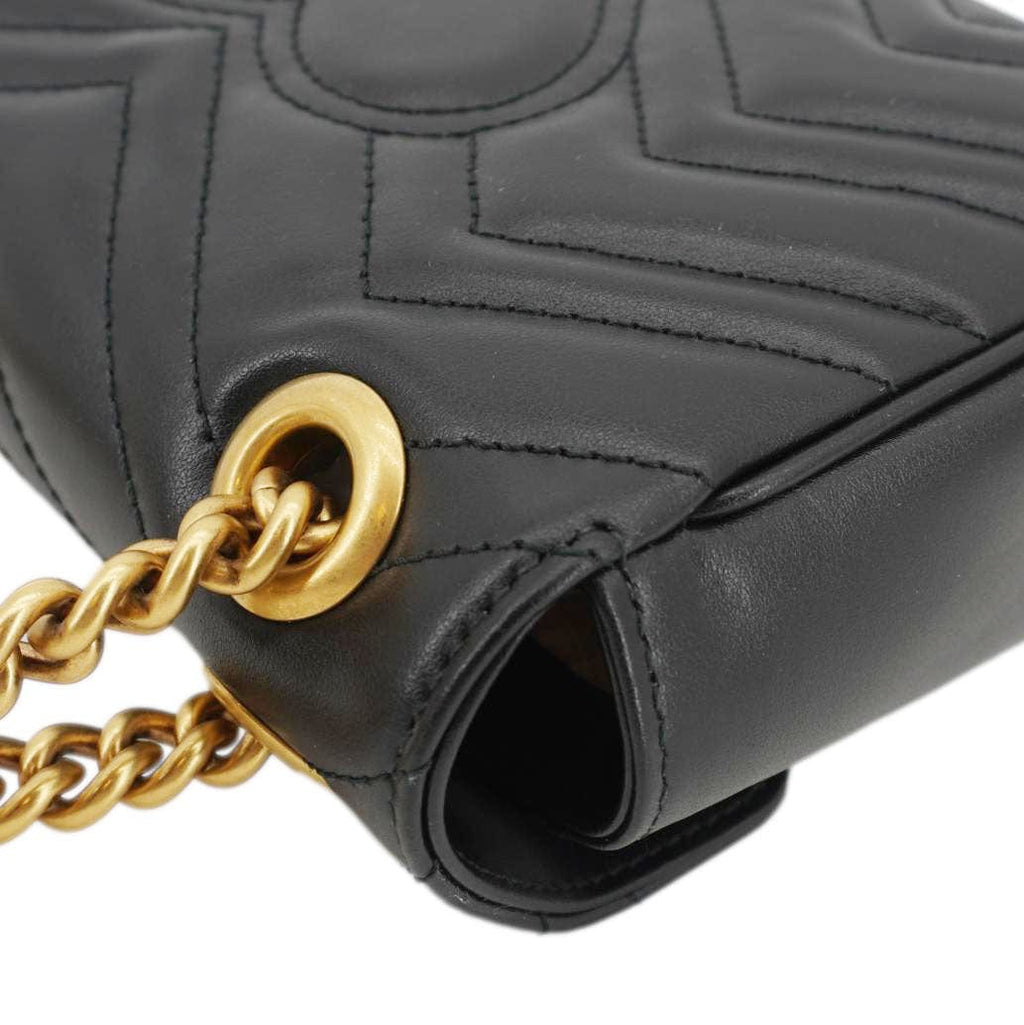 GUCCI Gucci Marmont Mini Leather Shoulder Bag Black 446744