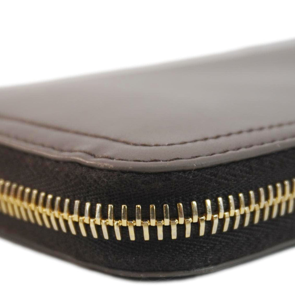 PRADA Zip Around Leather Wallet Brown