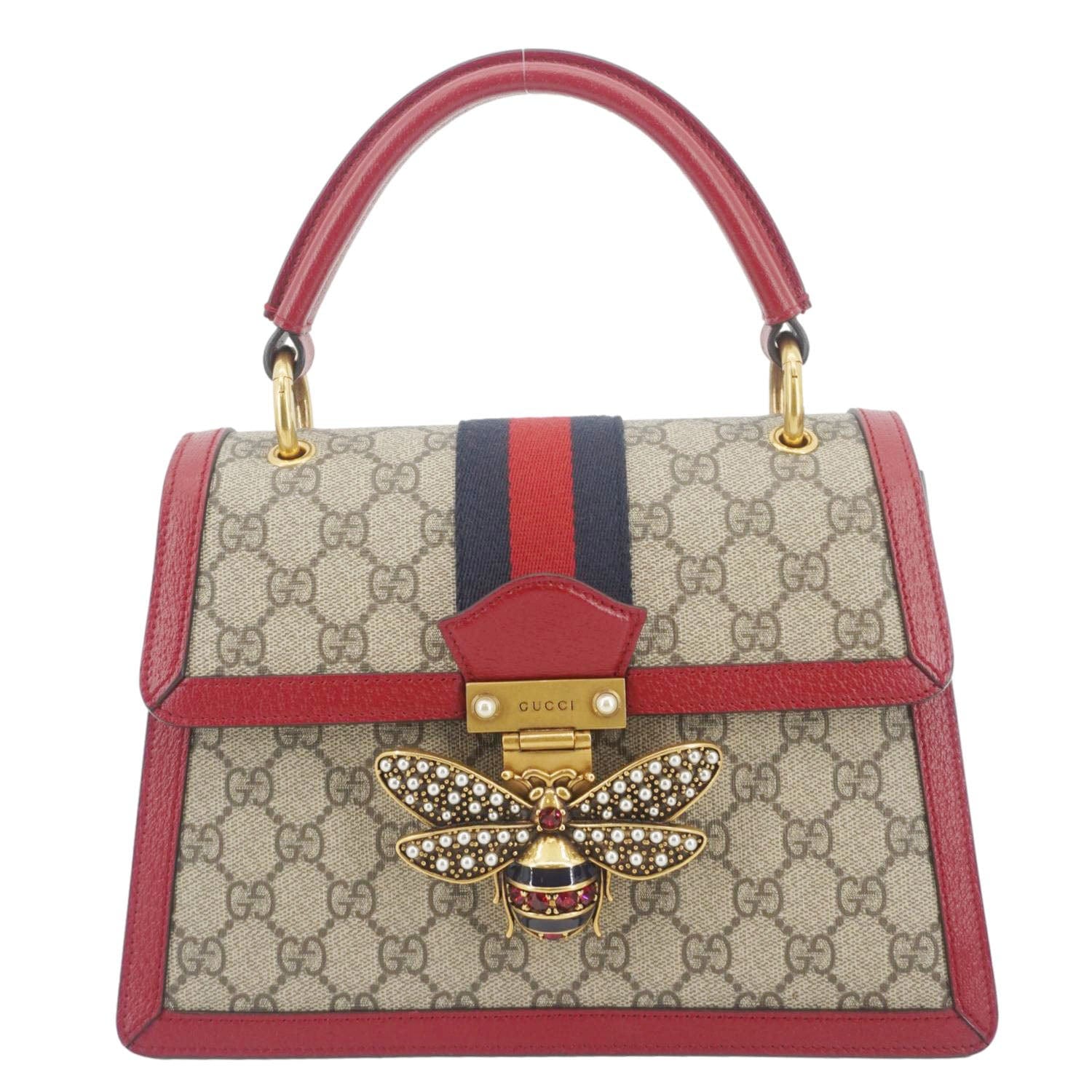 GUCCI Queen Margaret Bee Gucci Supreme Canvas Shoulder Bag Red 476541