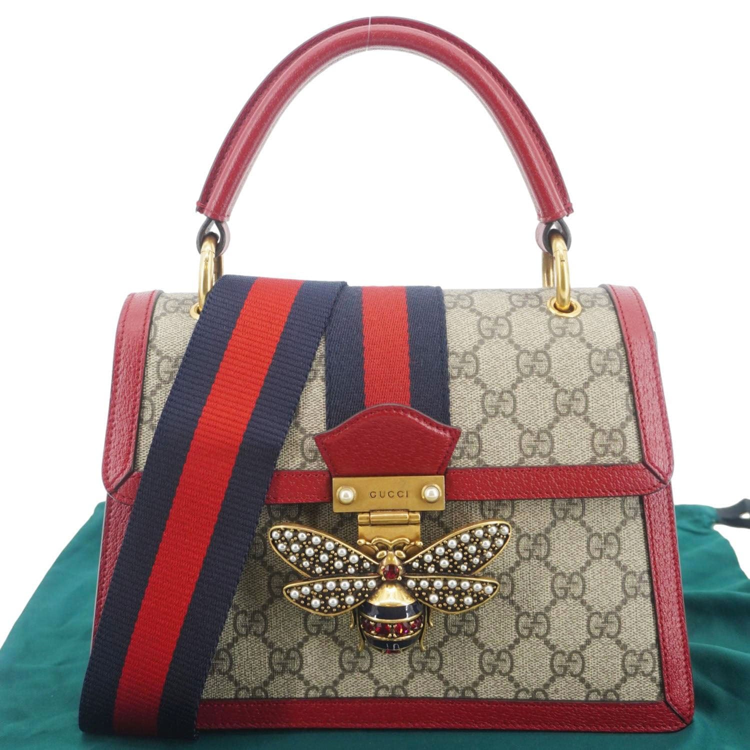 GUCCI Queen Margaret Bee Gucci Supreme Canvas Shoulder Bag Red 476541