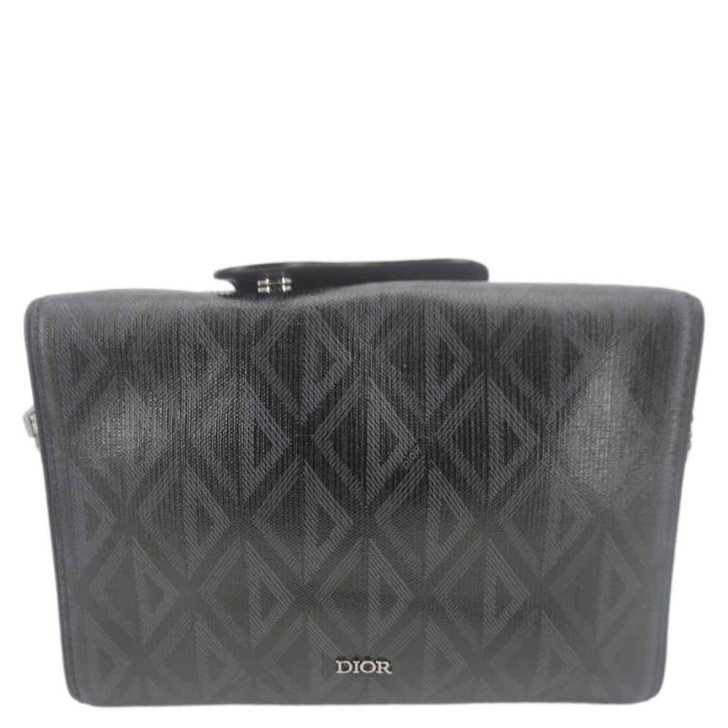 CHRISTIAN DIOR Lingot 22 CD Diamond Canvas Messenger Bag Black