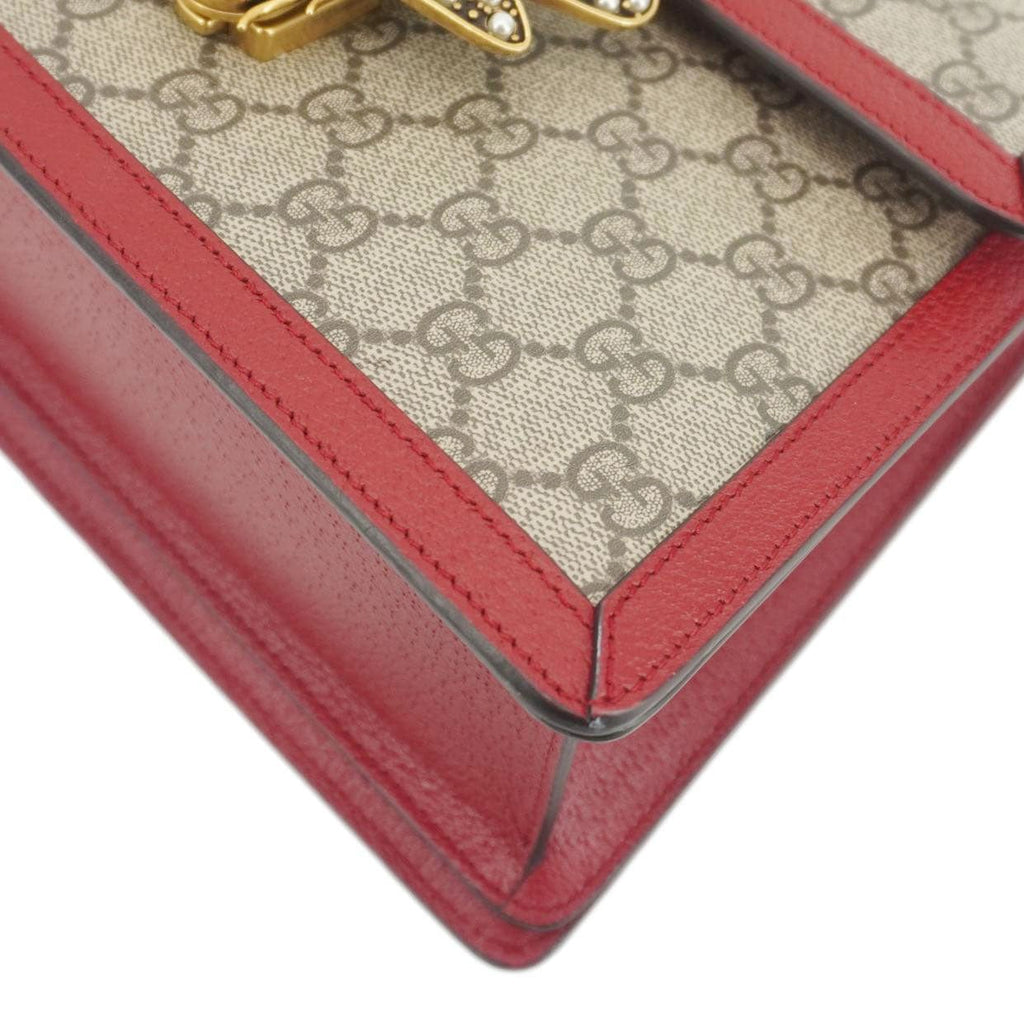 GUCCI Queen Margaret Bee Gucci Supreme Canvas Shoulder Bag Red 476541