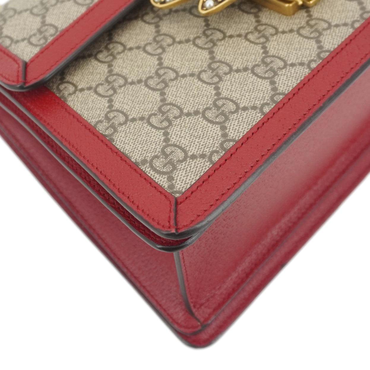 GUCCI Queen Margaret Bee Gucci Supreme Canvas Shoulder Bag Red 476541
