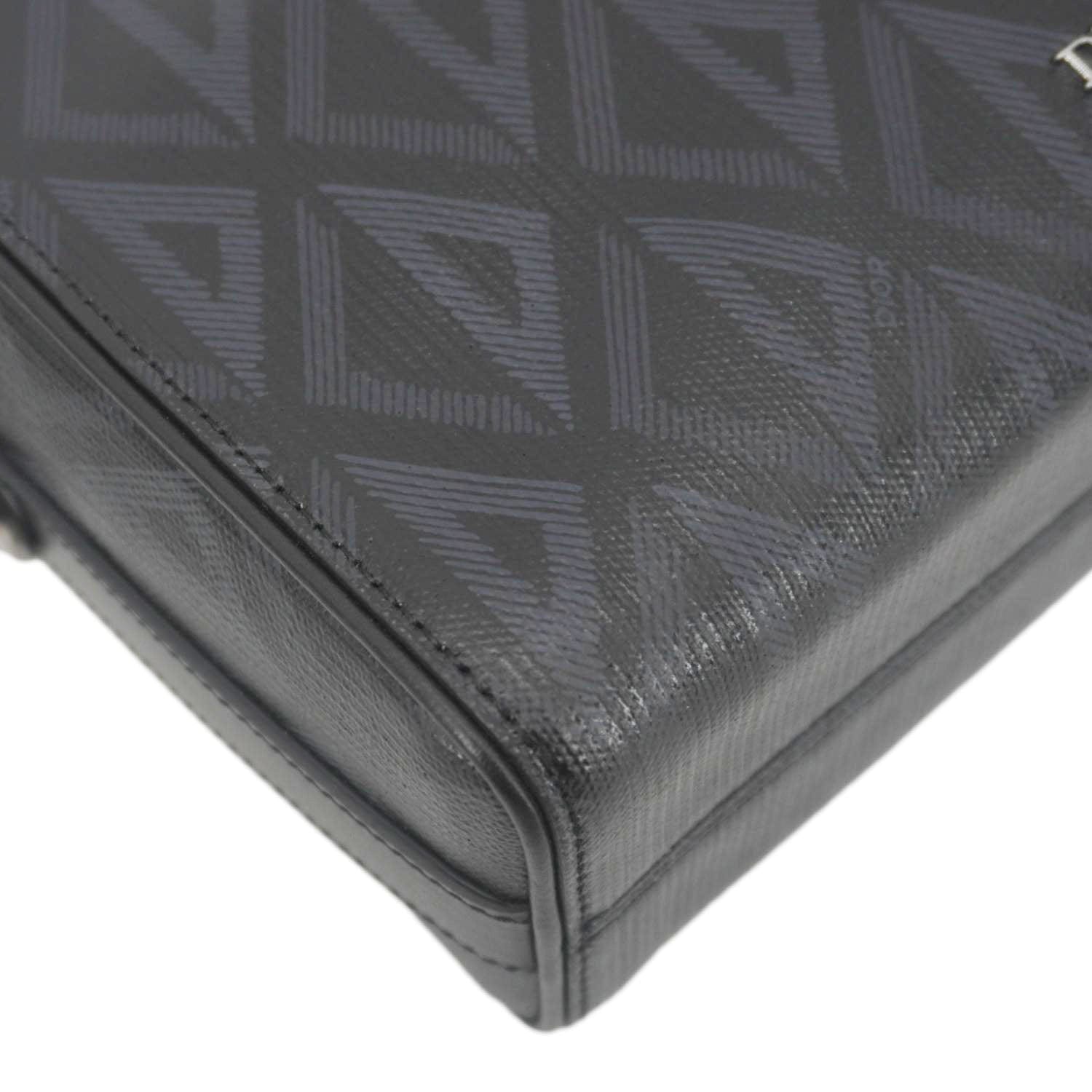CHRISTIAN DIOR Lingot 22 CD Diamond Canvas Messenger Bag Black