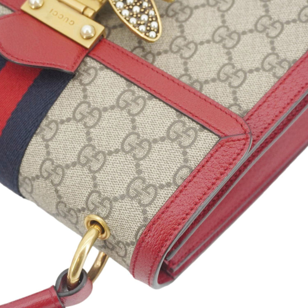 GUCCI Queen Margaret Bee Gucci Supreme Canvas Shoulder Bag Red 476541