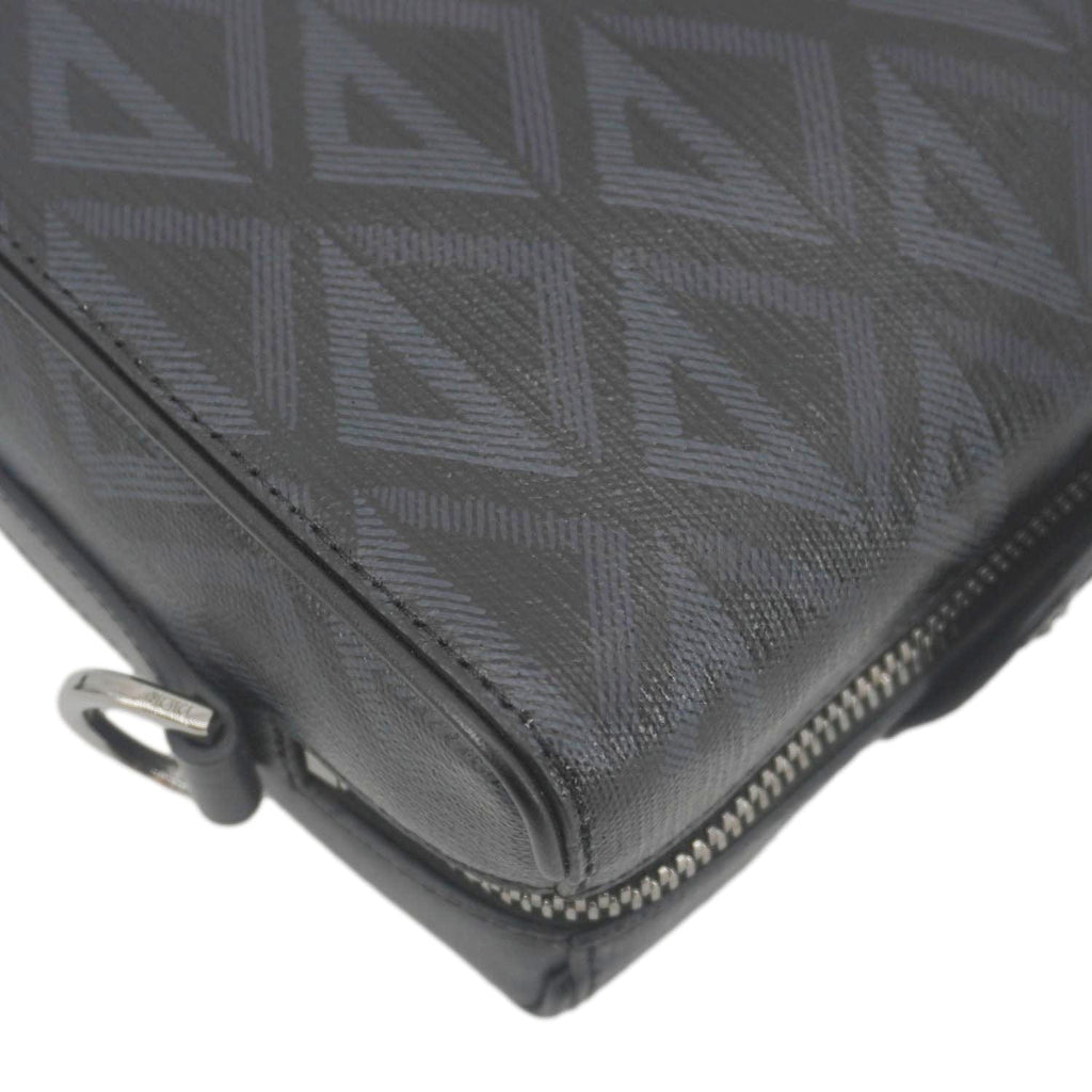 CHRISTIAN DIOR Lingot 22 CD Diamond Canvas Messenger Bag Black