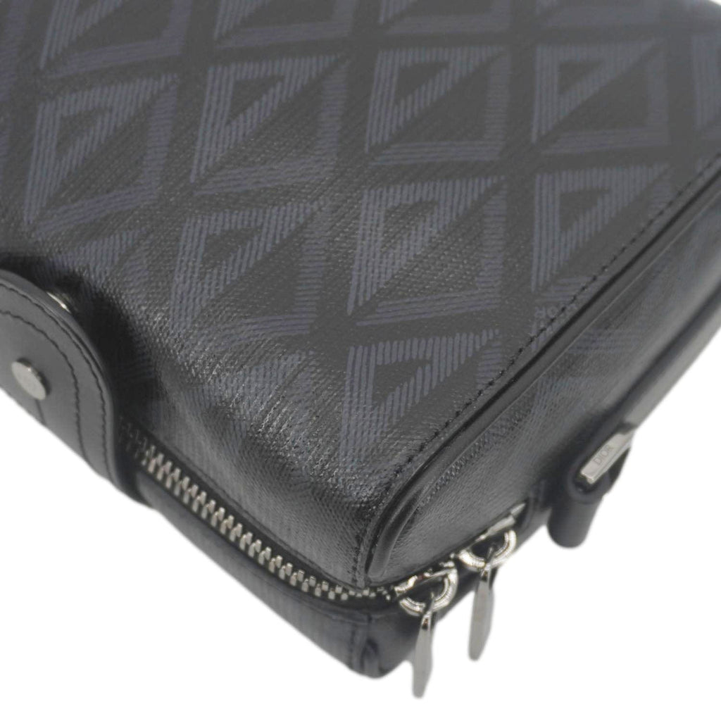 CHRISTIAN DIOR Lingot 22 CD Diamond Canvas Messenger Bag Black