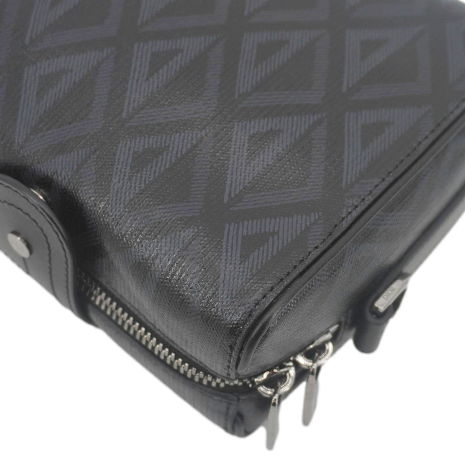 CHRISTIAN DIOR Lingot 22 CD Diamond Canvas Messenger Bag Black