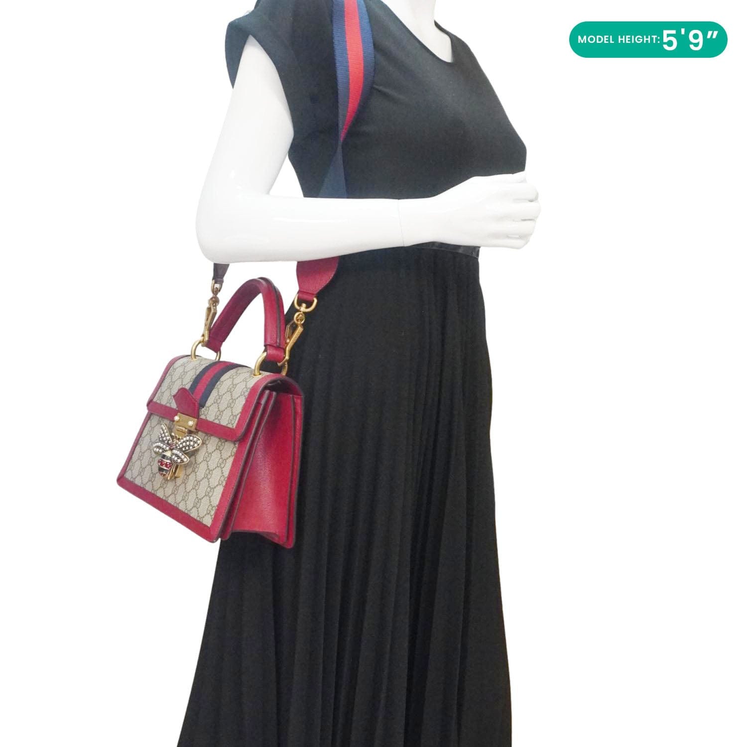 GUCCI Queen Margaret Bee Gucci Supreme Canvas Shoulder Bag Red 476541