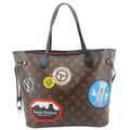 LOUIS VUITTON Neverfull MM World Tour Monogram Canvas Tote Shoulder Bag Brown