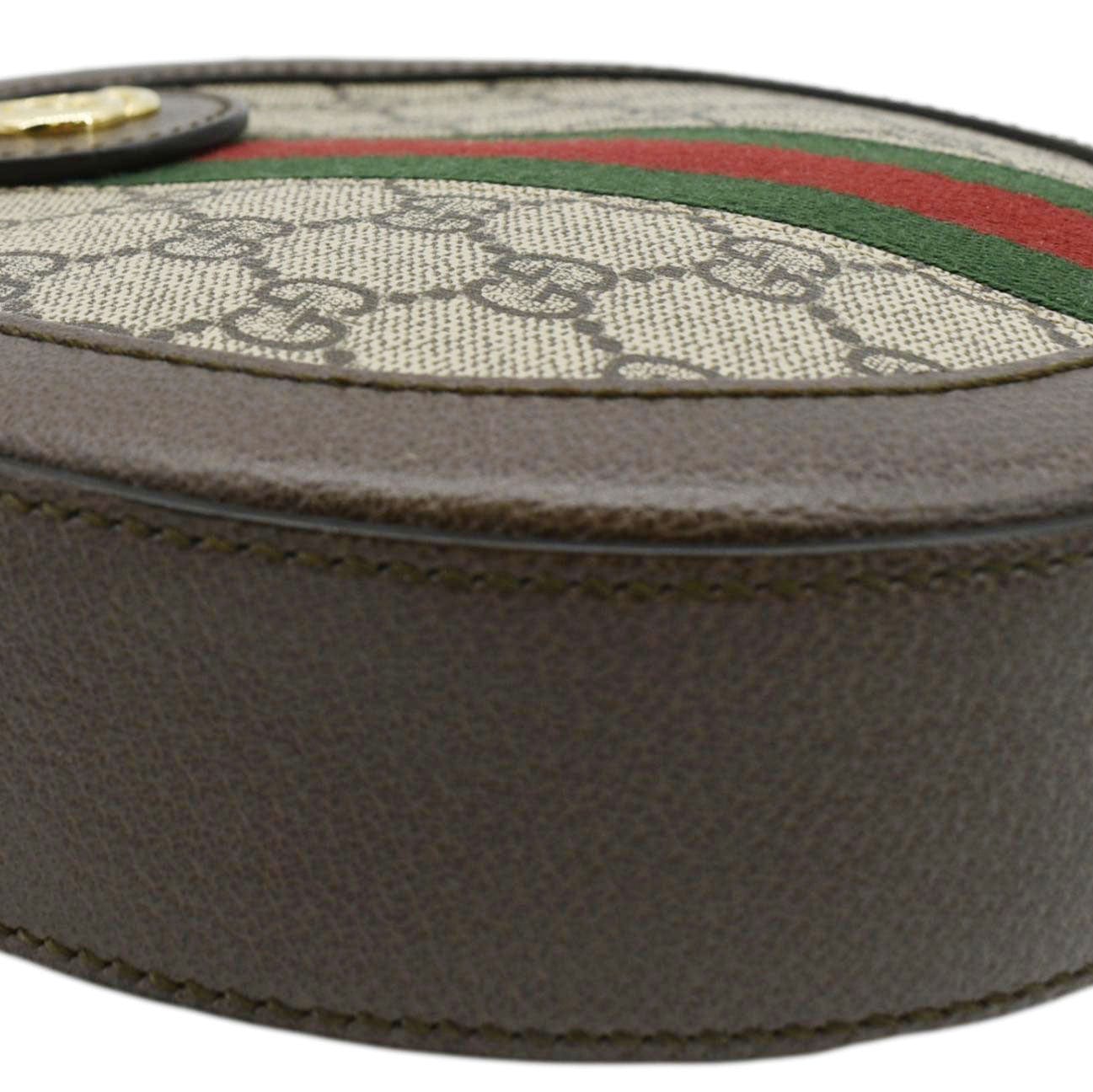 GUCCI Ophidia Mini Gucci Round Supreme Monogram Web Crossbody Bag Beige 550618