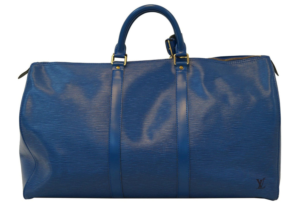 LOUIS VUITTON Epi Leather Blue Keepall 50 Travel Bag