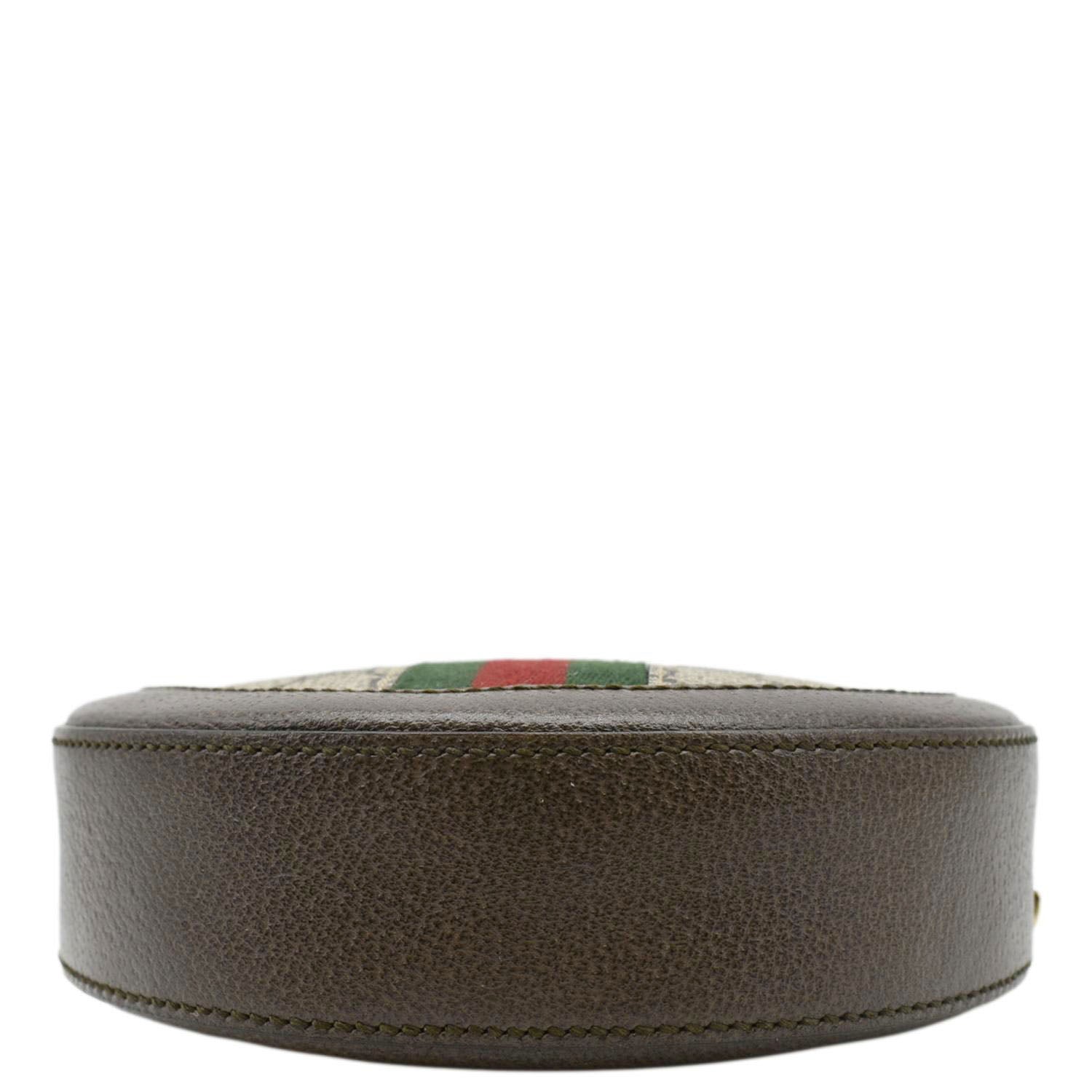 GUCCI Ophidia Mini Gucci Round Supreme Monogram Web Crossbody Bag Beige 550618